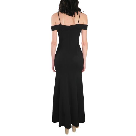 David's Bridal Black Formal Off The Shoulder Formal Maxi Dress Gown Size Medium - Picture 9 of 9